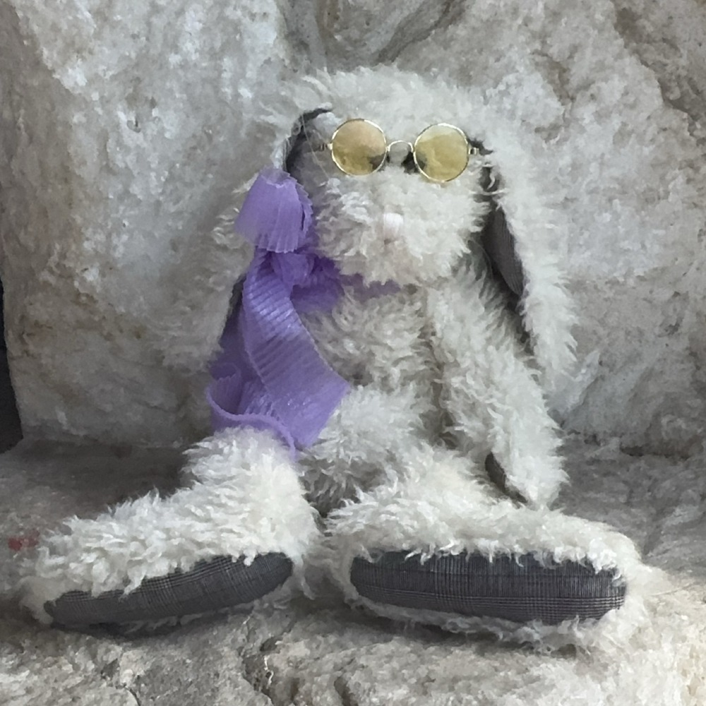 Boyds J.B. Bean Bunny Rabbit Plush Vintage 1985-95 Glasses Purple Scarf Plaid